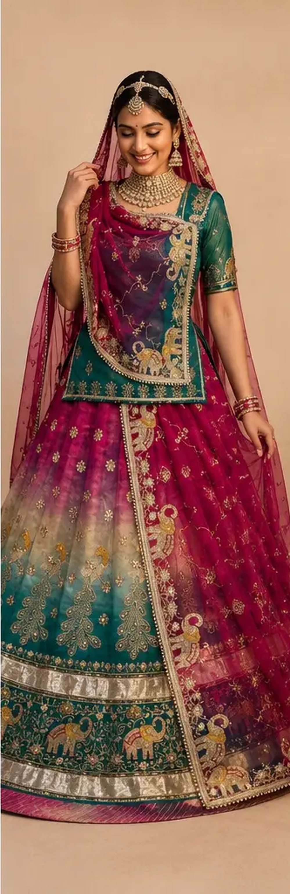 Rani Teal Ombré Poshak view 4