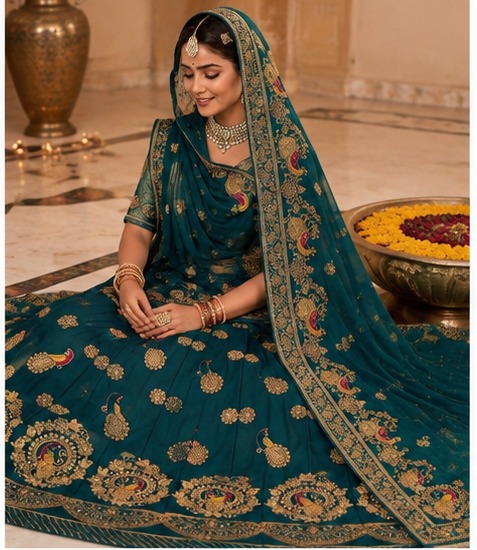 Morpankhi Teal Peacock Poshak view 2