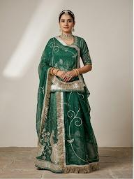 Emerald Zari Drape Poshak