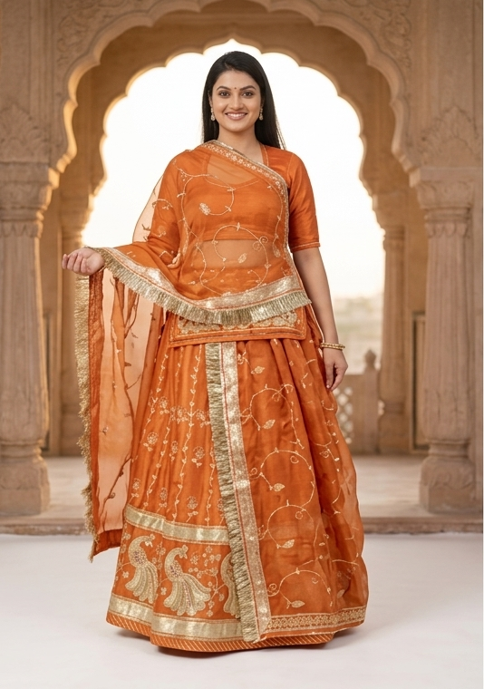Orange Peacock Poshak