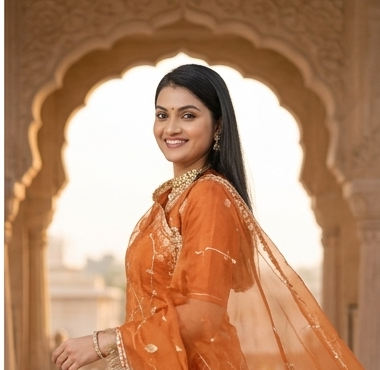 Orange Peacock Poshak view 4
