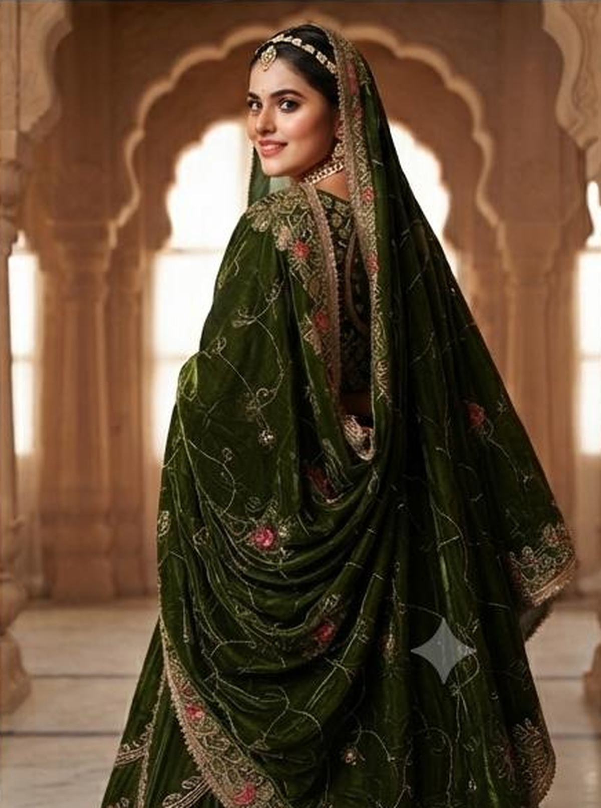Olive Floral Poshak view 4
