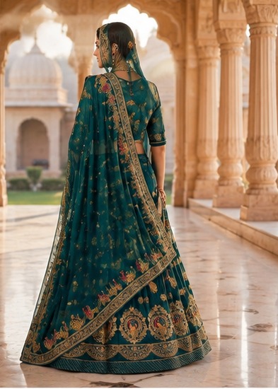 Morpankhi Teal Peacock Poshak view 3