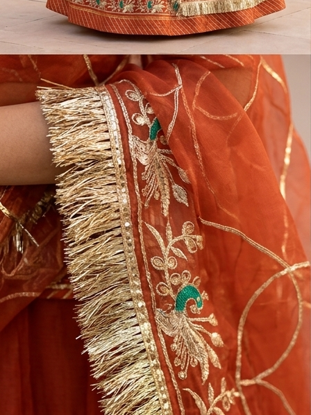 Haveli Orange Organza Poshak view 3