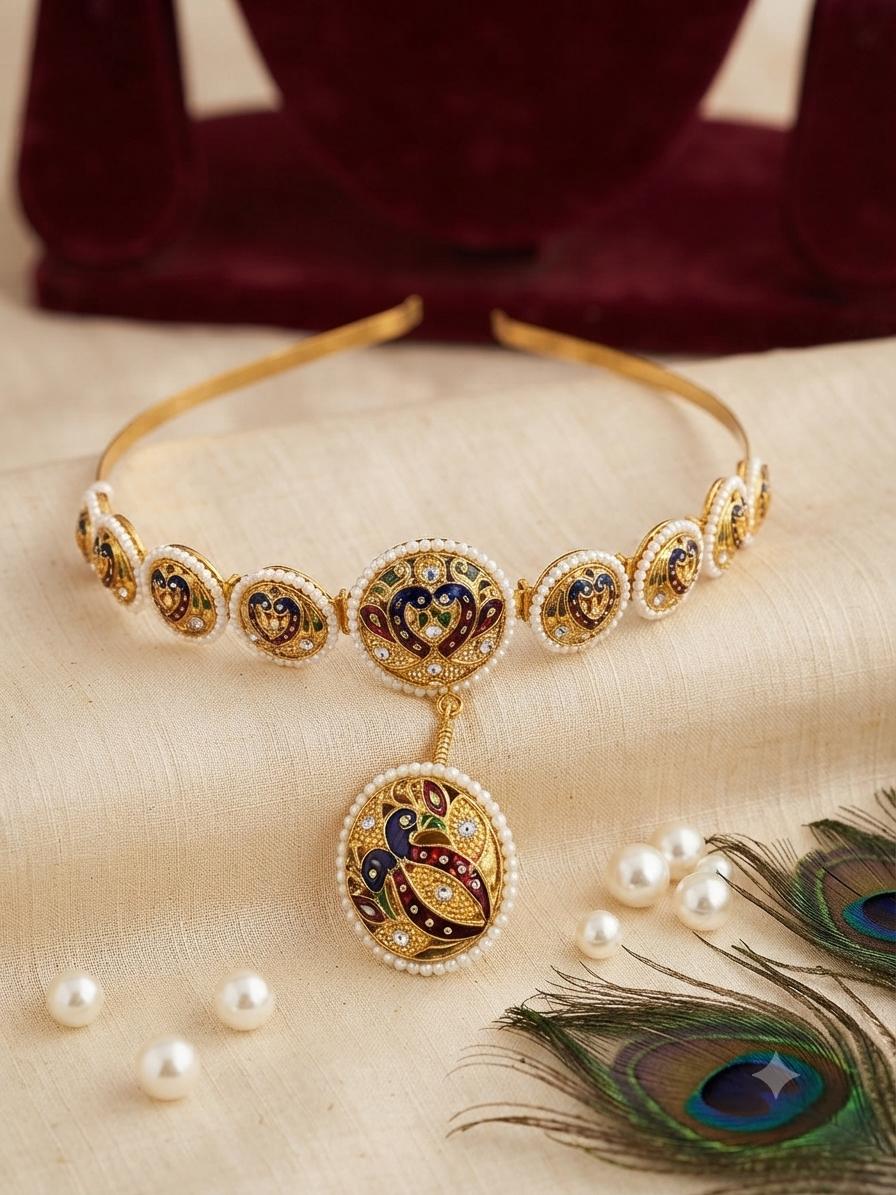 Royal Peacock Meenakari Hairband