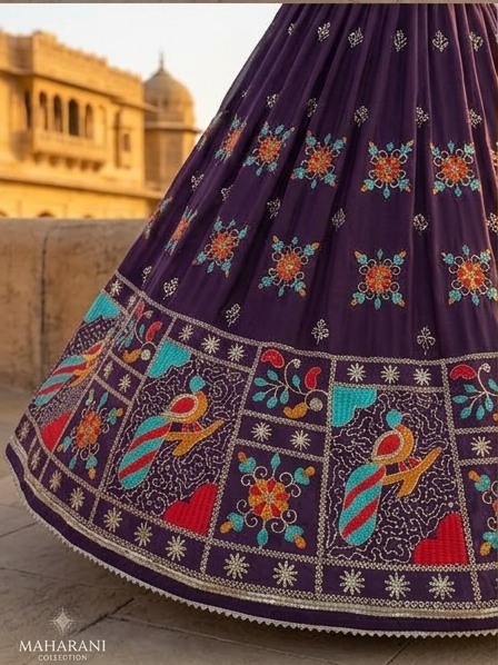Purple Embroidered Poshak view 3