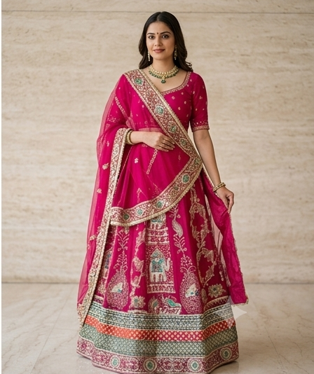 Magenta Gaja Poshak view 4