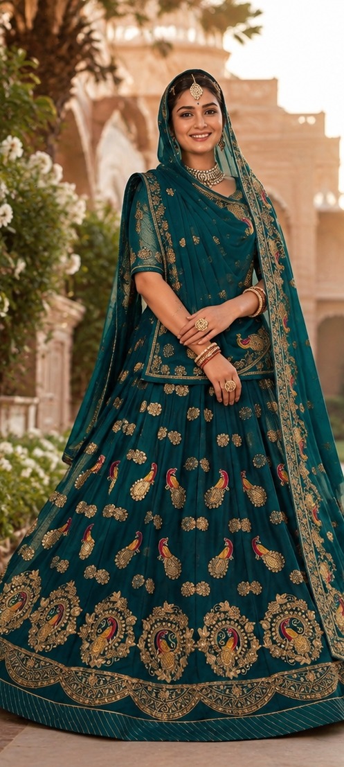 Morpankhi Teal Peacock Poshak