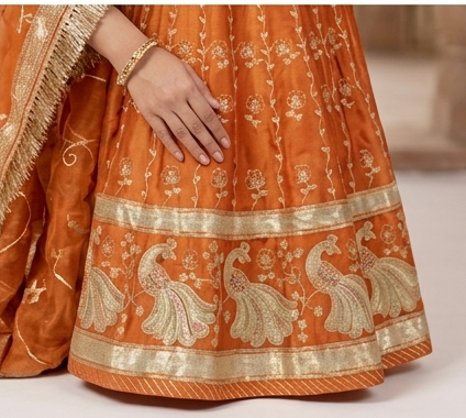 Orange Peacock Poshak view 3
