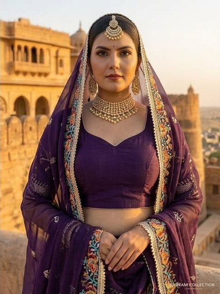 Purple Embroidered Poshak view 2