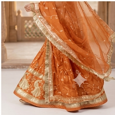 Orange Peacock Poshak view 5