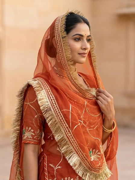 Haveli Orange Organza Poshak view 2