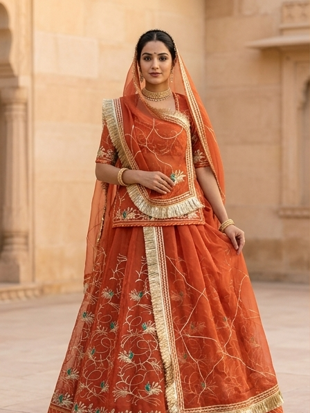 Haveli Orange Organza Poshak