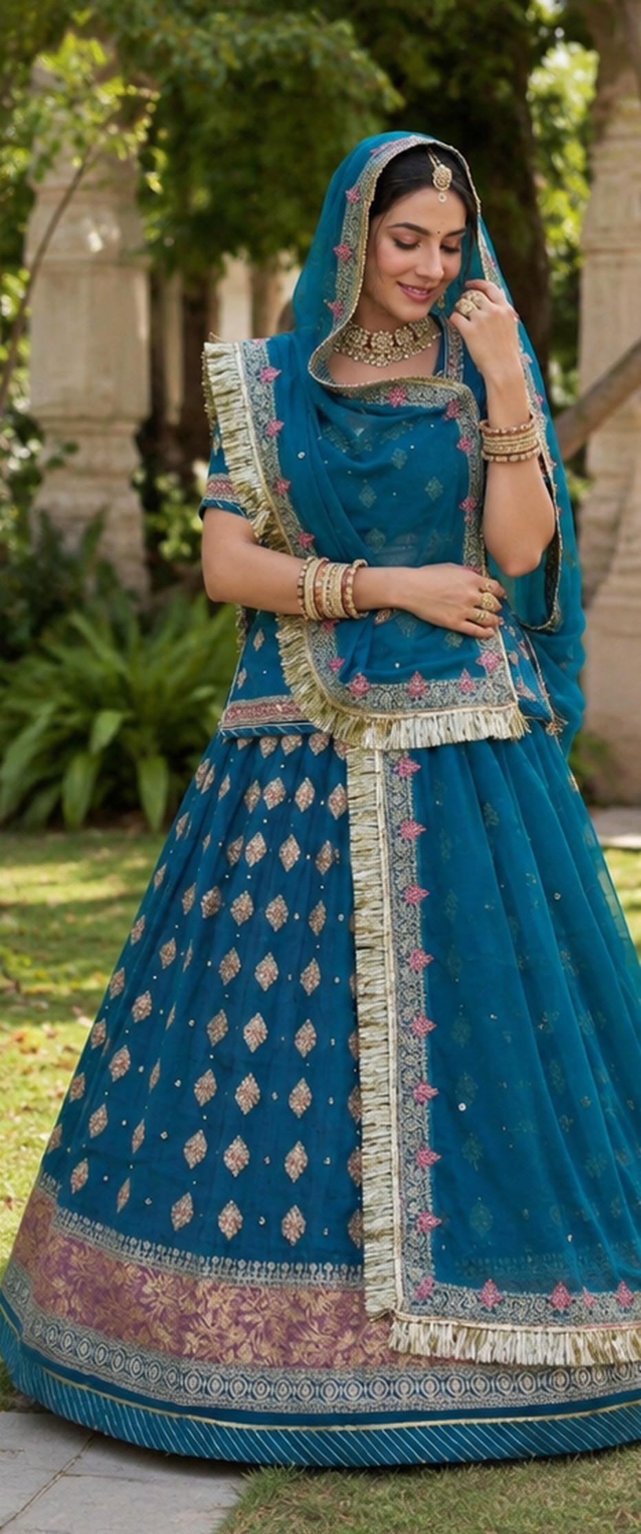 Firoza Blue Zari Poshak