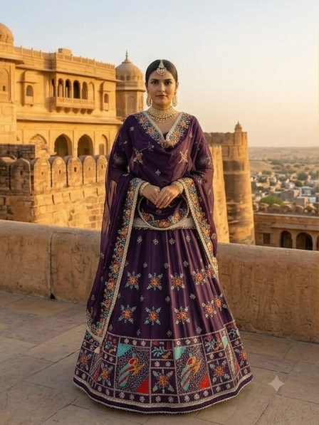 Purple Embroidered Poshak