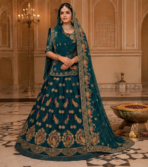 Morpankhi Teal Peacock Poshak view 5