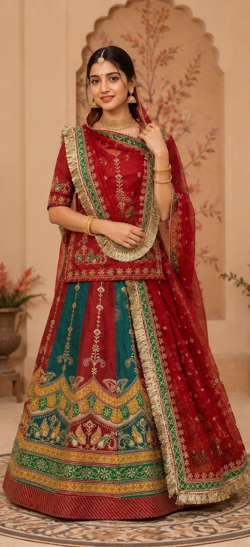 Rani Laal Bandhej Bridal Poshak